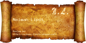 Neiman Lipót névjegykártya